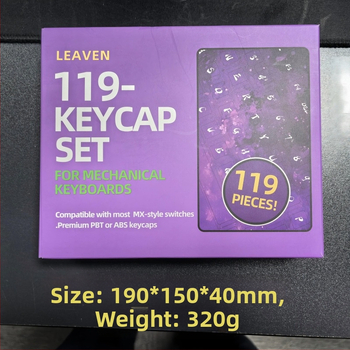 Plastiniai klavišų dangteliai universalinei mechaninei klaviatūrai, iridiscents miglų žvaigždžių dizainas, Symphony of Mist modelis, 119 klavišų mažas pilnas komplektas, svoris 320 g