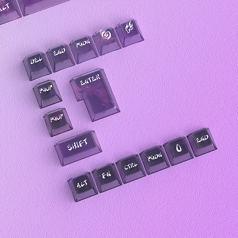 Пластмасов комплект клавиш за универсална механична клавиатура, иридесцентен мъглив звезден дизайн, модел Symphony of Mist, 119‑ключове малък пълен комплект, тегло 320 g