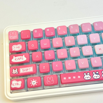 Комплект кейкапс SA профил за механична клавиатура, летна тема зайче, прозрачен PBT, Dye-Sublimation, 119 клавиши