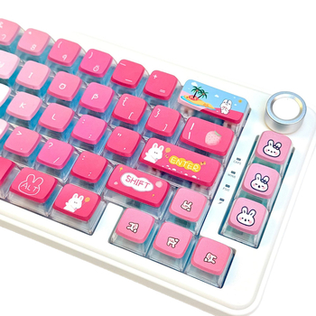 Комплект кейкапс SA профил за механична клавиатура, летна тема зайче, прозрачен PBT, Dye-Sublimation, 119 клавиши