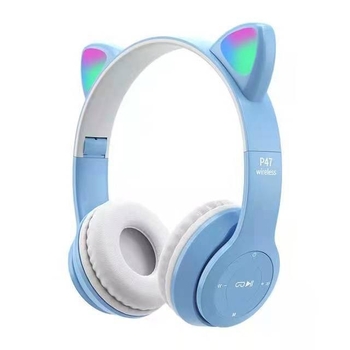 P47M Bluetooth slušalice s mačjim ušima, svjetleće, sklopive, utor za karticu