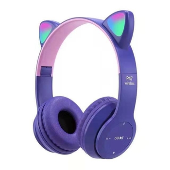 P47M Bluetooth slušalice s mačjim ušima, svjetleće, sklopive, utor za karticu