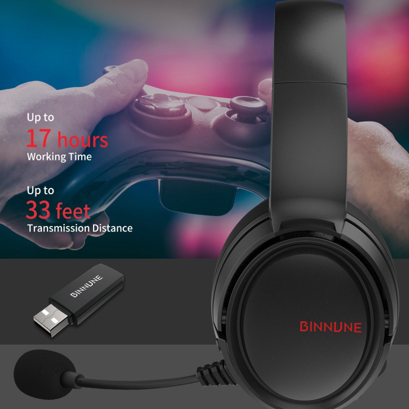 Bw02 Belaidės žaidimų ausinės su dvigubu režimu 2.4G/Bluetooth, 50 mm garsiakalbiai, dažnių diapazonas 20–20000 Hz, suderinamos su PS4/Xbox