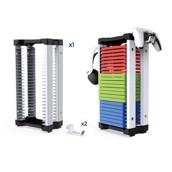 Raft de stocare pentru discuri și carduri de joc cu cârlig pentru căști – material ABS, OEM, greutate 921 g