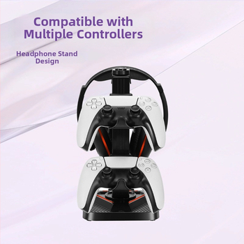 Univerzálny stojan na odkladanie ovládačov a slúchadiel s hákom — Model SY-XSX-218, ABS, USB rozhranie, dekoratívne svetlá, kompatibilný s ovládačmi PS5/PS4/PS3/Xbox/Switch