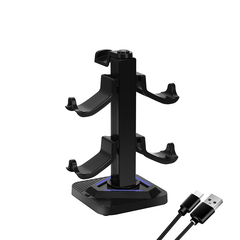 Stand universal de depozitare pentru controllere și căști cu cârlig — Model SY-XSX-218, ABS, interfață USB, lumini decorative, compatibil cu controllere PS5/PS4/PS3/Xbox/Switch