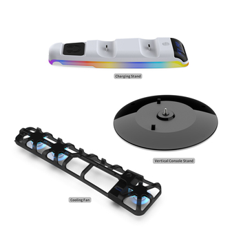 DOBE PS5 SLIM suport pentru consolă cu stație de încărcare pentru controlere și spațiu de depozitare pentru căști (ABS)