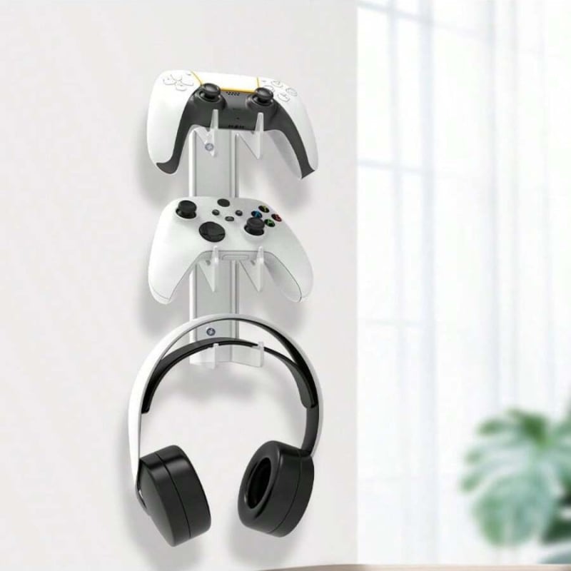 Akrilni zidni stalak za slušalice i game kontrolere, s 3 etaže