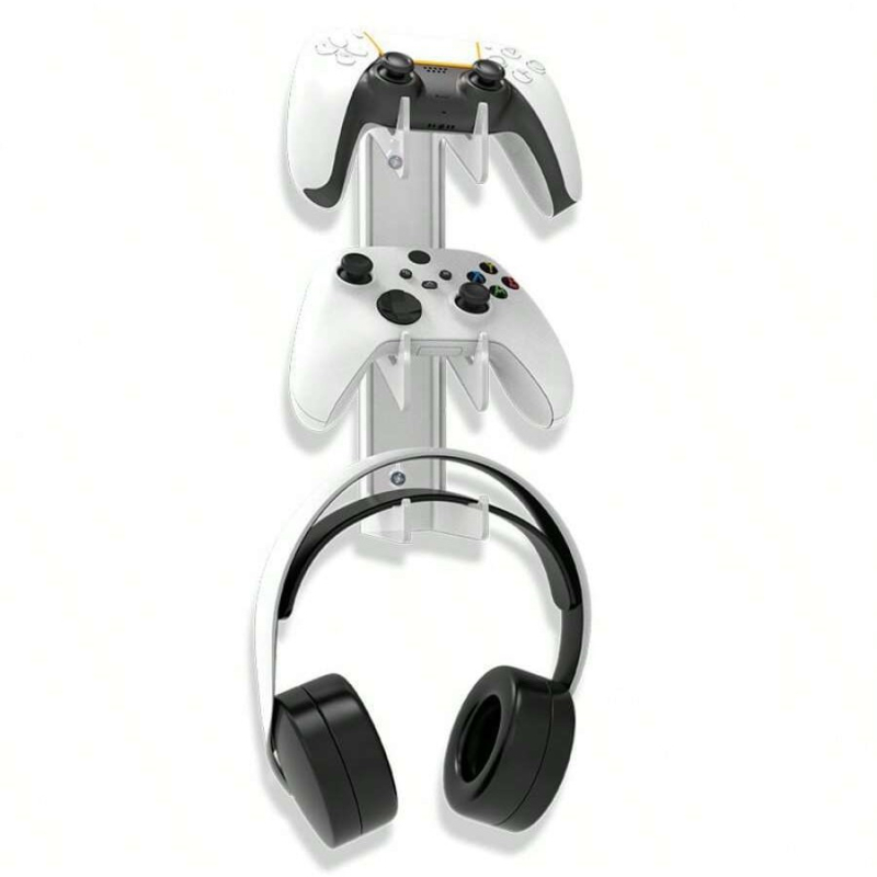 Akrilni zidni stalak za slušalice i game kontrolere, s 3 etaže