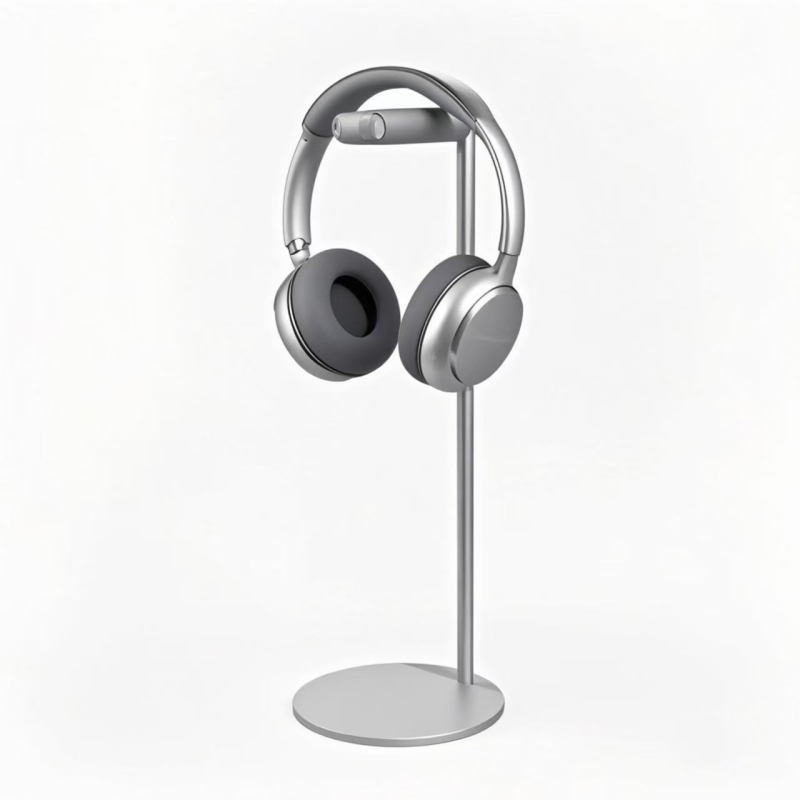 Pilnībā alumīnija austiņu statīvs darbam uz galda; bez urbšanas; svars 190 g; modelis: metāla austiņu statīvs.