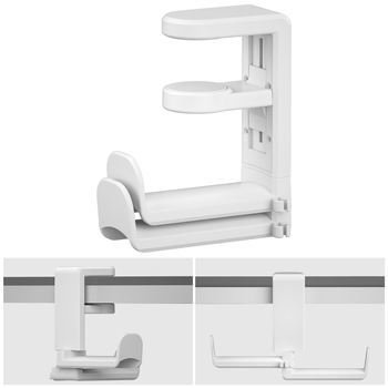 Datora galda statīvs ausu klausāmām ar klipu pie galda malas, 360° rotējošs, alumīnija sakausējums + silikons, Modelis A012