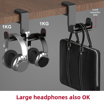 Datora galda statīvs ausu klausāmām ar klipu pie galda malas, 360° rotējošs, alumīnija sakausējums + silikons, Modelis A012