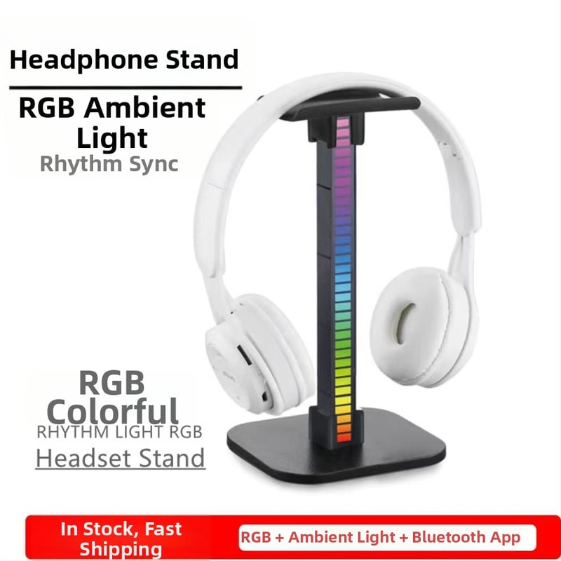 Austiņu statīvs ar RGB atmosfēras gaismu, galda karabīna ar skaņas uztveri, 1 m kabelis, modelis 002