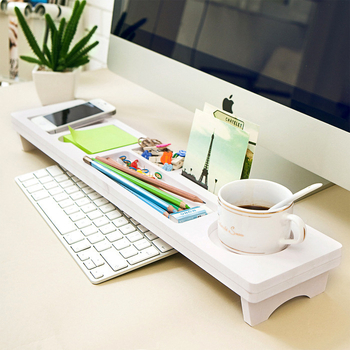 Beiyu Suport creativ pentru tastatură – panou din lemn-plastic, 1 nivel, organizare desktop, multifuncțional