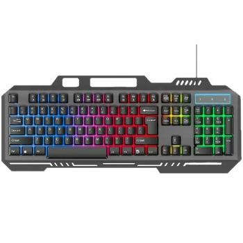 Thunderwolf T16 vezetékes billentyűzet, 104 gomb, USB, fém lemez, számítógép és telefon tartó, több színű háttérvilágítás