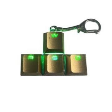 Metāla taustiņa bāze, gaismu izstarojošs caurspīdīgs taustiņš ar čūsku kaulu ķēdi