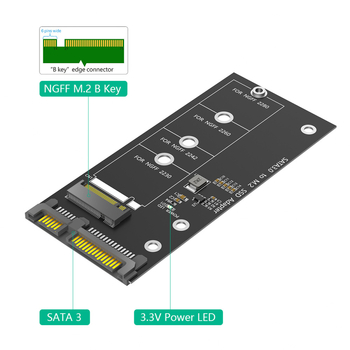Adapter M.2 Key B SSD na SATA, USB na SATA, 6Gbps, bakreno jezgro, jedan konektor