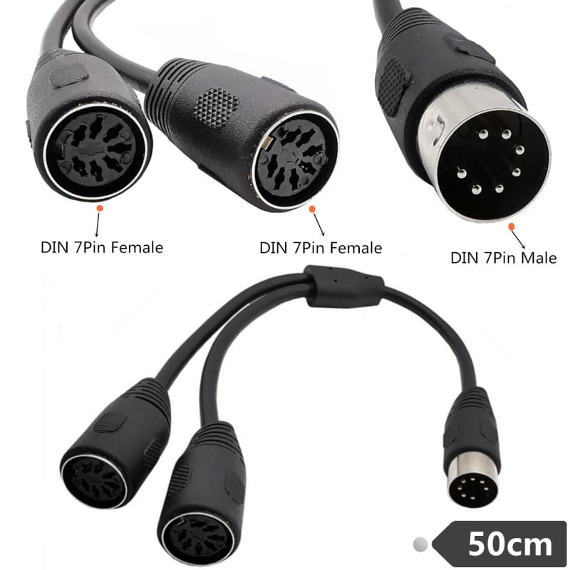 Adapter kabel 7-pinski DIN, muškim na dva ženska DIN konektora, 7‑žilni, model YR-7DIN-B-1, marka ERE