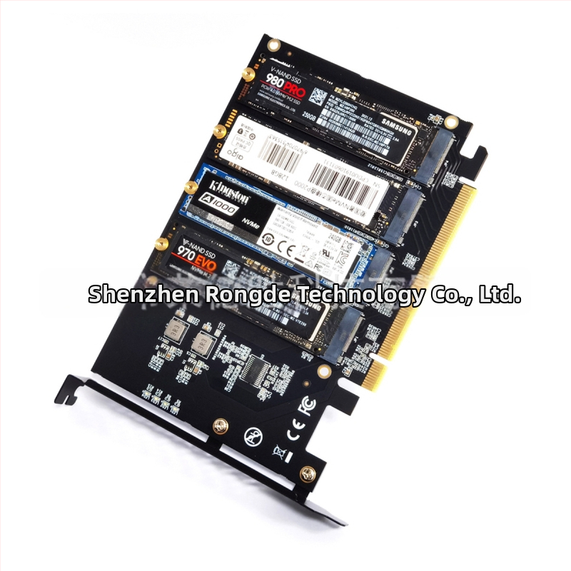 PCIe 4.0 x16 NVMe adaptér pre štyri M.2 SSD sloty (M Key)