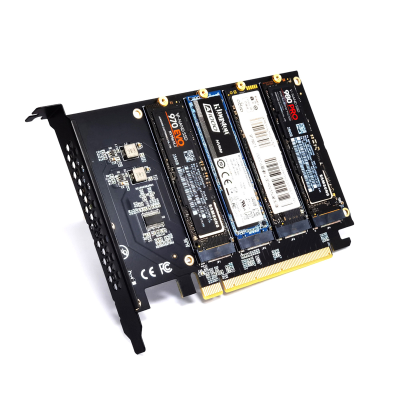 PCIe 4.0 x16 NVMe adapter kartica za četiri M.2 NVMe SSD utora (M Key)