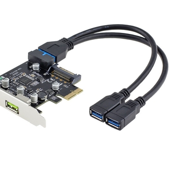 Patch kabel USB 3.0 za matičnu ploču, 20-pinski ženski na dva USB 3.0 ženska priključka, duljina 0,25 m, model 3.0