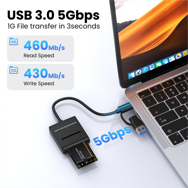 Kabel pretvarača mSATA na USB 3.0 Type-C, USB-to-SATA sučelje, 5 Gbps, model M36, E-yield
