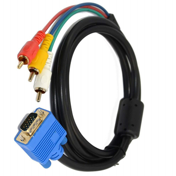 Yirui YR-VGA-5 Adapter kabel VGA 15P muški / 3RCA muški, bakreno jezgro, niklano, ferritni prsten