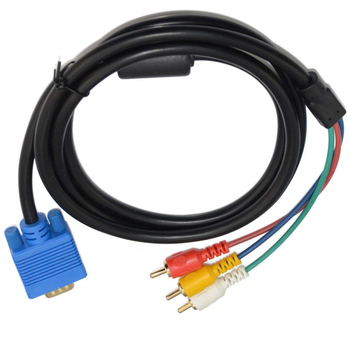 Yirui YR-VGA-5 Adapter kabel VGA 15P muški / 3RCA muški, bakreno jezgro, niklano, ferritni prsten