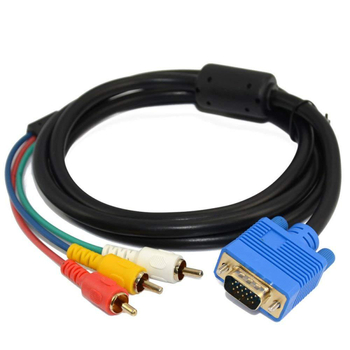 Yirui YR-VGA-5 Adapter kabel VGA 15P muški / 3RCA muški, bakreno jezgro, niklano, ferritni prsten
