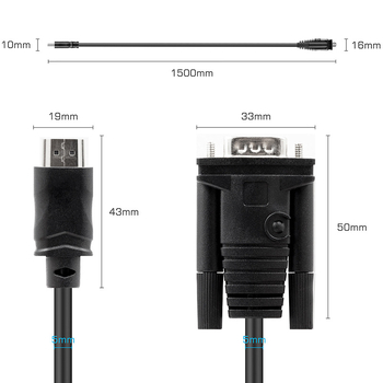 HDMI na VGA adapter kabel, duljina 1,5 m, 1080P, model d14c