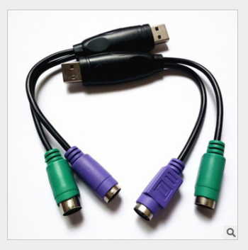 USB-PS/2 adapterkábel beépített chippel, PS/2 női kör fej csatlakozó