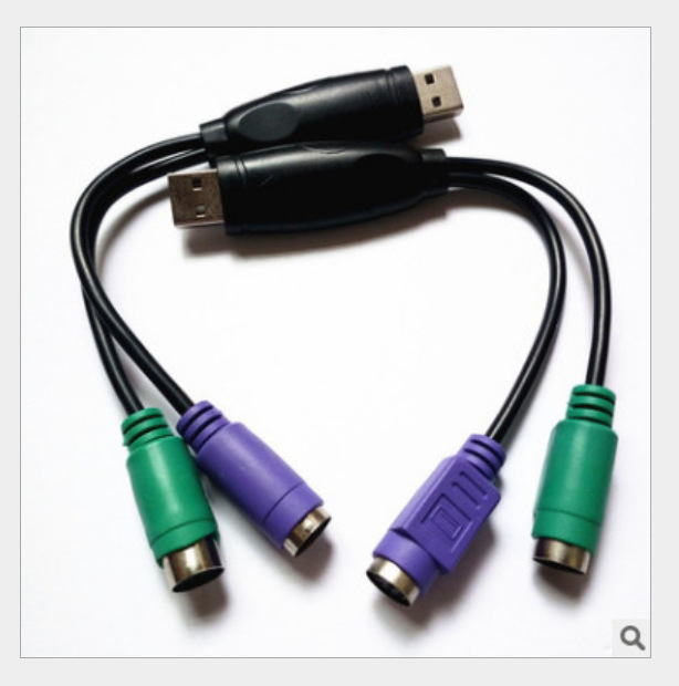 USB-PS/2 adapterkábel beépített chippel, PS/2 női kör fej csatlakozó