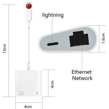 Lightning na RJ-45 Ethernet adapter za iPhone – 1 Gbps, 0.25 m, bakreno jezgro
