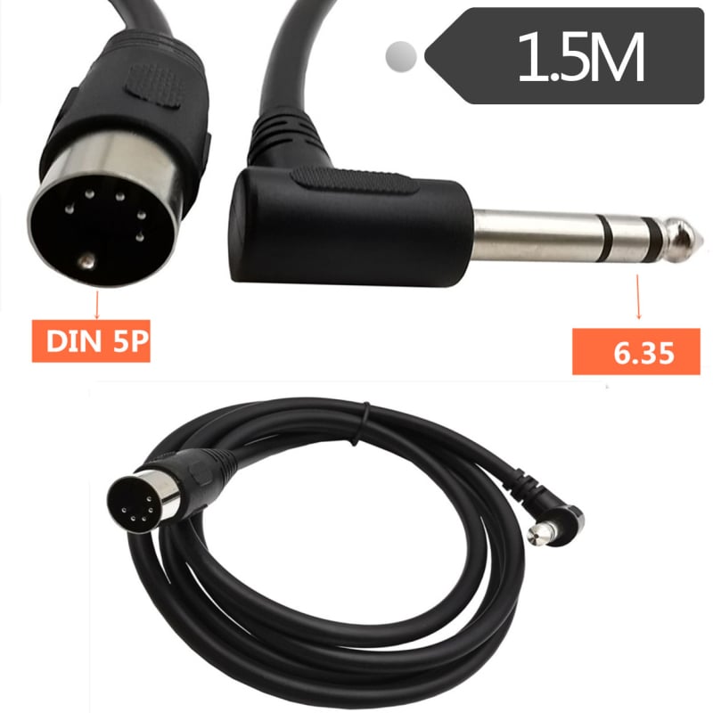 ERE YR-Din-5-08 adapter kabel: 90° 6,35 mm na MIDI DIN 5-Pin, audio izlaz, dužina 1,5 m
