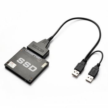 Adapter kabel SATA na USB 2.0 za 2,5 inčni HDD/SSD, 7+15-pin SATA, duljina 39 cm, dvostruki USB