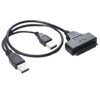 Adapter kabel SATA na USB 2.0 za 2,5 inčni HDD/SSD, 7+15-pin SATA, duljina 39 cm, dvostruki USB
