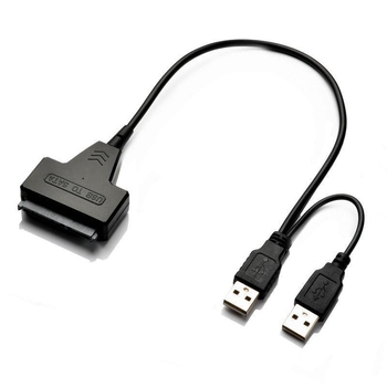 Adapter kabel SATA na USB 2.0 za 2,5 inčni HDD/SSD, 7+15-pin SATA, duljina 39 cm, dvostruki USB