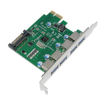 BZHS PCIe 3.0 paplašināšanas karte ar četriem USB 3.0 portiem un PCIe 15-pinu barošanas savienotāju - Modelis 10132