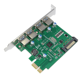 BZHS PCIe 3.0 paplašināšanas karte ar četriem USB 3.0 portiem un PCIe 15-pinu barošanas savienotāju - Modelis 10132