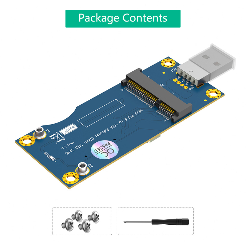 ZYX mini PCI-E to SIM adapter kartica, vertikalni interfejs, industrijske klase