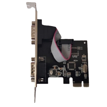 Carte PCIe pentru port serial, 2 porturi RS232, cip NEC, interfețe COM 2×9 pini