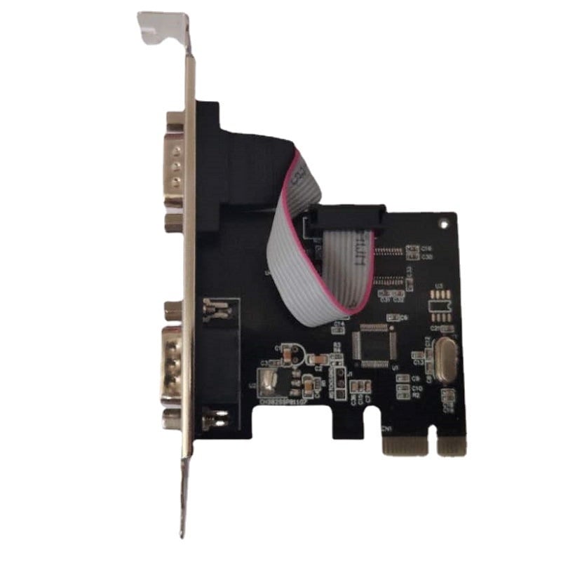 Carte PCIe pentru port serial, 2 porturi RS232, cip NEC, interfețe COM 2×9 pini