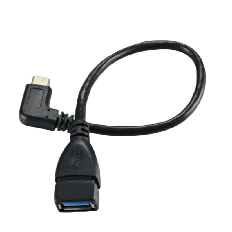 Adapter kabel USB-A ženski na USB-C kutni konektor, USB 3.0 sučelje, duljina 0,25 m, model YR-3.1-6-1A