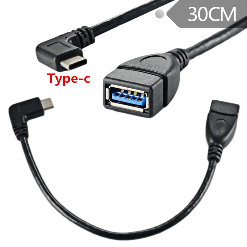 Adapter kabel USB-A ženski na USB-C kutni konektor, USB 3.0 sučelje, duljina 0,25 m, model YR-3.1-6-1A