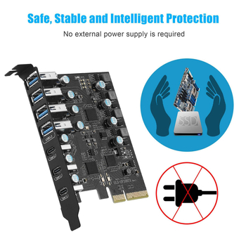 Κάρτα PCIe USB 3.1 Gen2 επέκτασης, 7 θύρες USB, ASM3142 + VL822, 10 Gbps