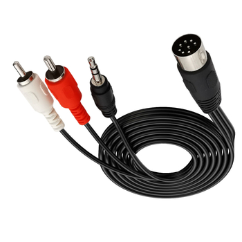 Kábel adaptéra: DIN-8Pin samec na DC 3.5mm + 2 RCA konektory, značka ERE, model YR-8DIN-D02