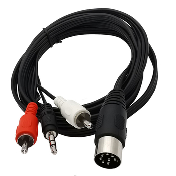 Kábel adaptéra: DIN-8Pin samec na DC 3.5mm + 2 RCA konektory, značka ERE, model YR-8DIN-D02