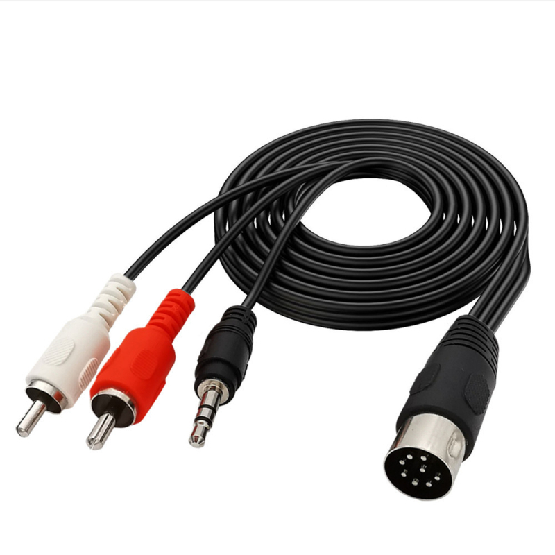 Kábel adaptéra: DIN-8Pin samec na DC 3.5mm + 2 RCA konektory, značka ERE, model YR-8DIN-D02