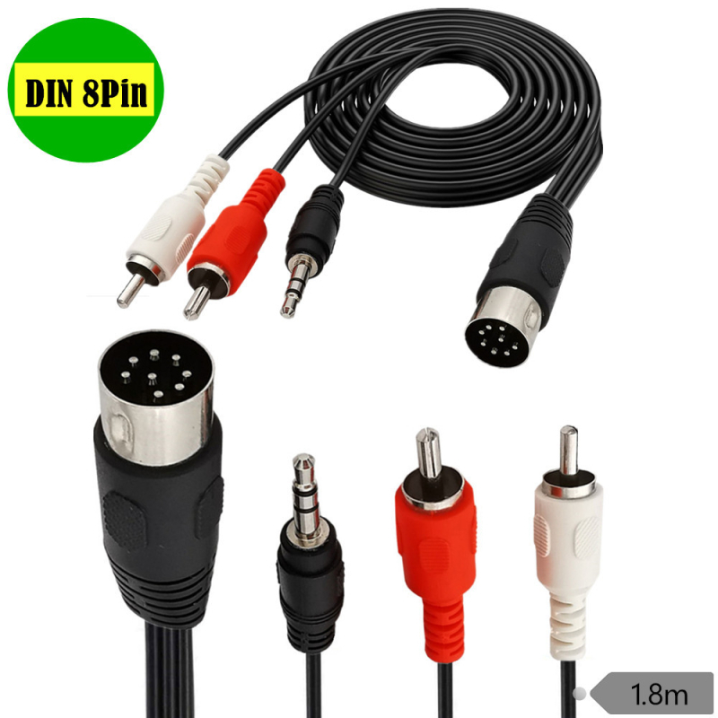 Kábel adaptéra: DIN-8Pin samec na DC 3.5mm + 2 RCA konektory, značka ERE, model YR-8DIN-D02