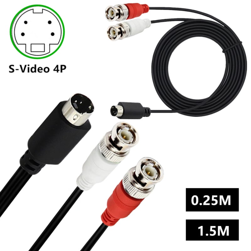 S-Video 4-pin na dva BNC muška adapter kabel za video snimanje/monitoring – ERE YR-AV-193